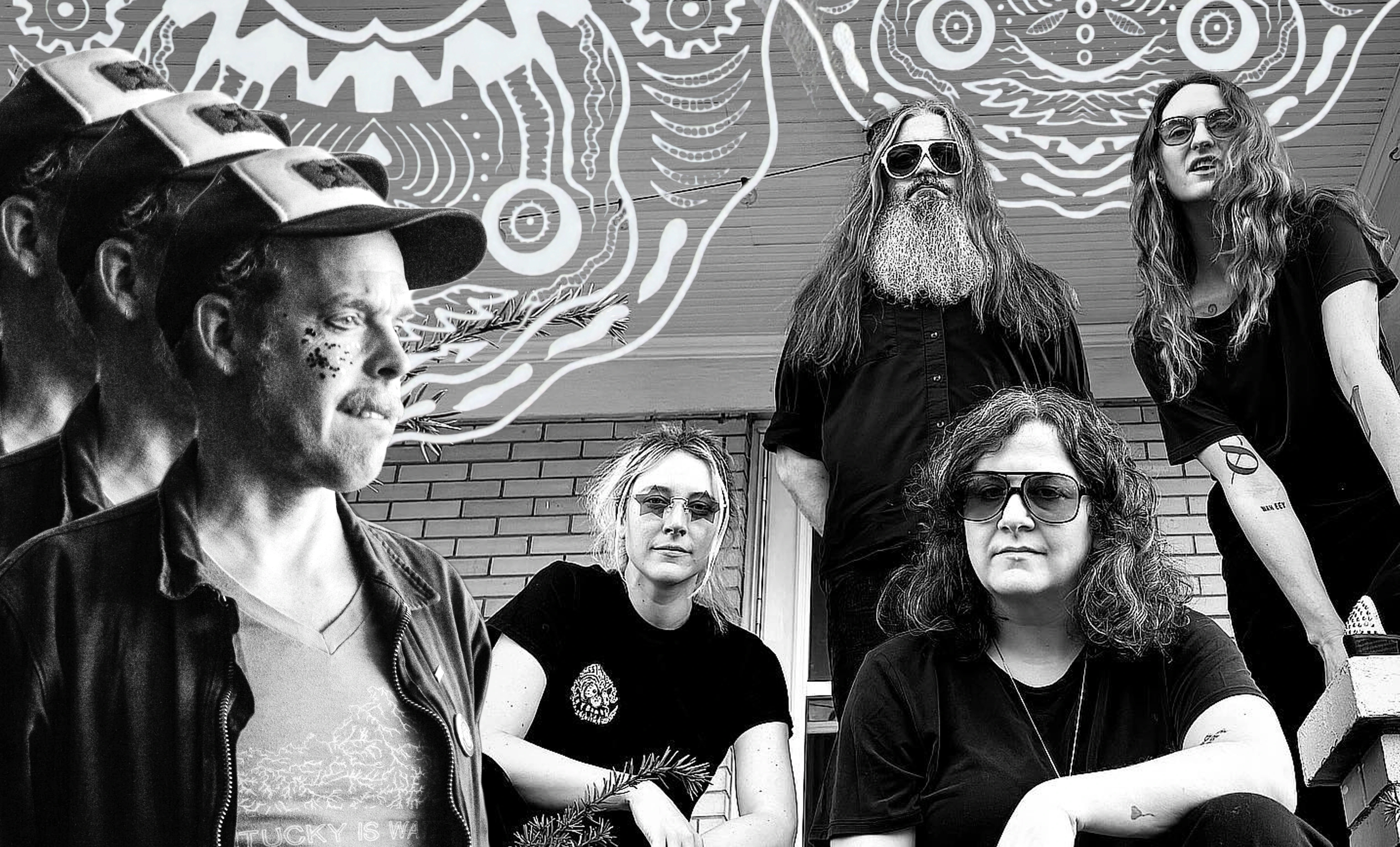 A collage of duchess (the band) on a porch with bonnie 'prince' billy superimposed, part of a promo for a weekend of shows.